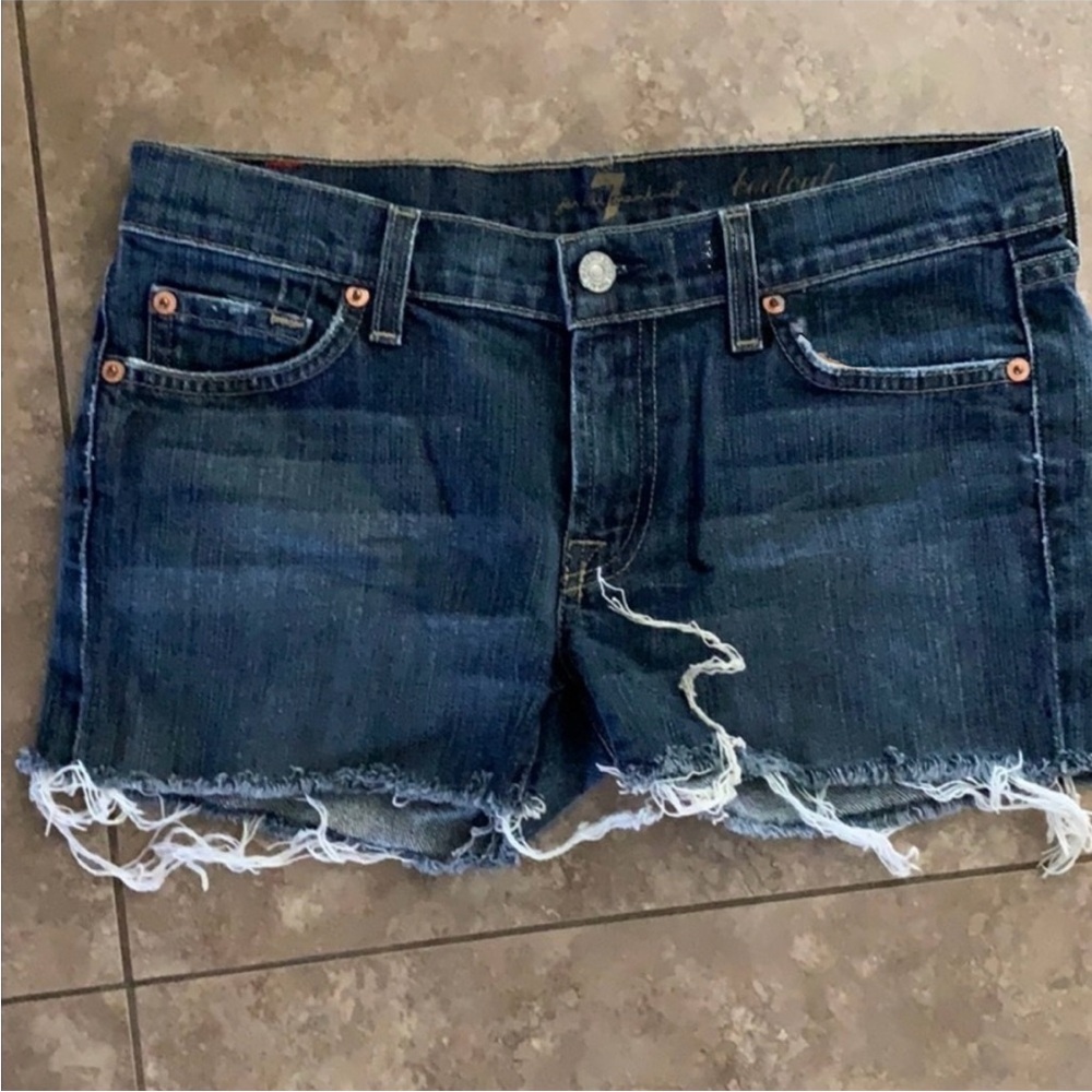 7 for all Mankind denim cutoff shorts.